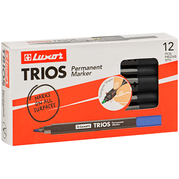 Маркер перманентный LUXOR "Trios" черный, пулевидный, 2,5мм (33201)