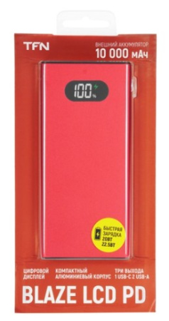 Аккумулятор внешний 10000_mAh TFN Blaze LCD красный (TFN-PB-268-RD)