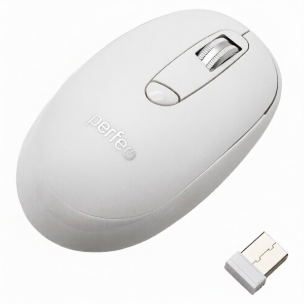 Мышь беспроводная Perfeo ERGO (C3595) оптическая, 4кн., 800-1600dpi, USB белая