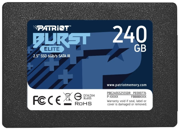 SSD-накопитель 240Гб Patriot Burst Elite [PBE240GS25SSDR](TLC 3D NAND, 450/320 Мб/с)