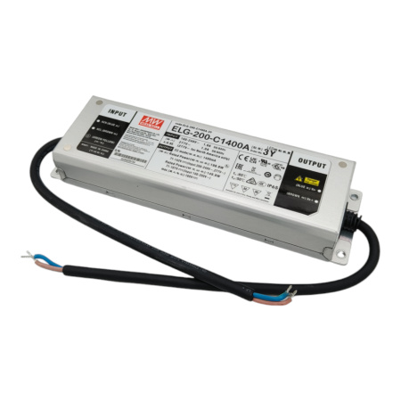 Драйвер светодиодный (LED) с потенциометром 0.7..1.4А, 71..142в, 200вт, Mean Well ELG-200-C1400A-3Y