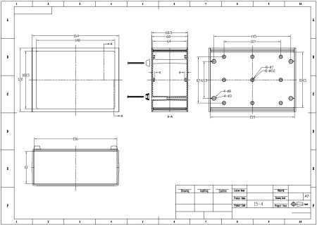 Корпус для РЭА 160*120*70мм, торцевые панели, пластик, серый, Ruichi 15-4