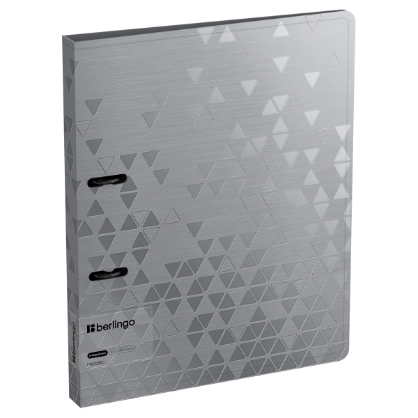 Папка 2 кольца BERLINGO "Metallic", 24мм, 1000мкм, серебряный металлик RB4_2D396