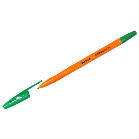 Ручка шариковая BERLINGO "Tribase Orange", зеленая, 0,7мм (CBp_70914)
