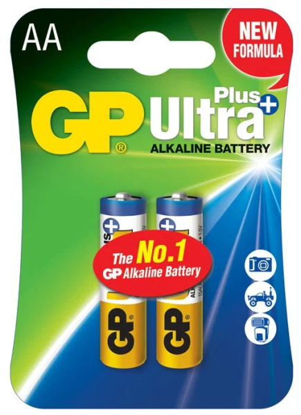Батарейка AA(LR6) GP Ultra Plus упак 2шт./1,5В. щелочные