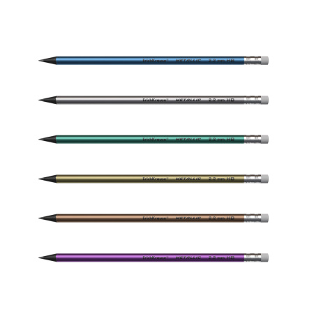 Карандаш ч/гр. ERICH KRAUSE "Joy Metallic" HB с ластиком (55274)