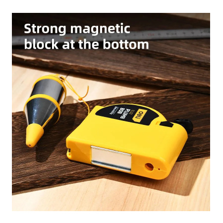 Отвес строительный Deli DL22, конус 400г, нить 6м, магнитный держатель, автоматическое втягивание