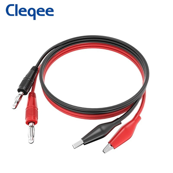 Тестовые провода Cleqee P1038, banana-крокодил, 500в, 5а, черный+красный