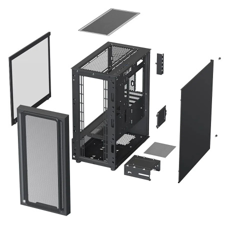 Корпус mATX Б_БП XASTRA A411M 4ARGB-FG Black (USB3.0,Audio,TG,черный,Mesh,4х120мм FRGB,CPU Cooler до 165мм, VGA до 340мм)