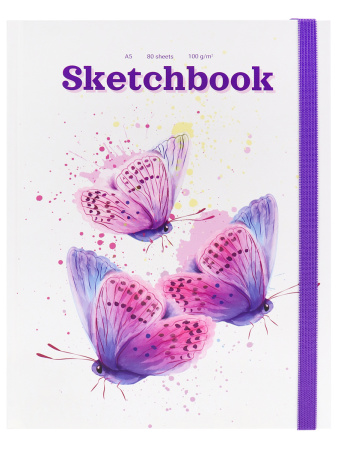 Скетчбук 20л.,А5, 200*200 Миленд "Бабочки", 100г/м2 (С80-3062)