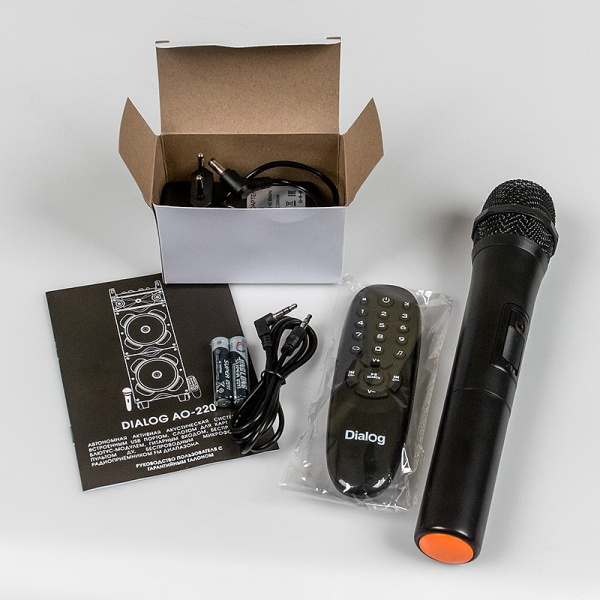 Портативная колонка Dialog AO-220 100вт. Bluetooth, FM, USB, SD, LED, караоке с микрофоном