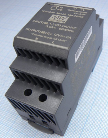 Блок питания на DIN рейку 12в,  2а, 35*90*54.5мм, Mean Well HDR-30-12