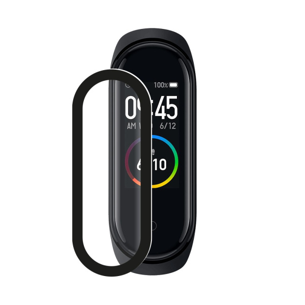 Защитное органическое стекло Watch PMMA для Xiaomi Mi Band 4, черная рамка, Deppa (62769)