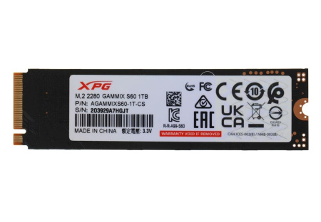 SSD-накопитель M.2 1Тб ADATA XPG GAMMIX S60 BLADE [AGAMMIXS60-1T-CS](3D NAND,NVMe,5000/3200 Мб/с) радиатор