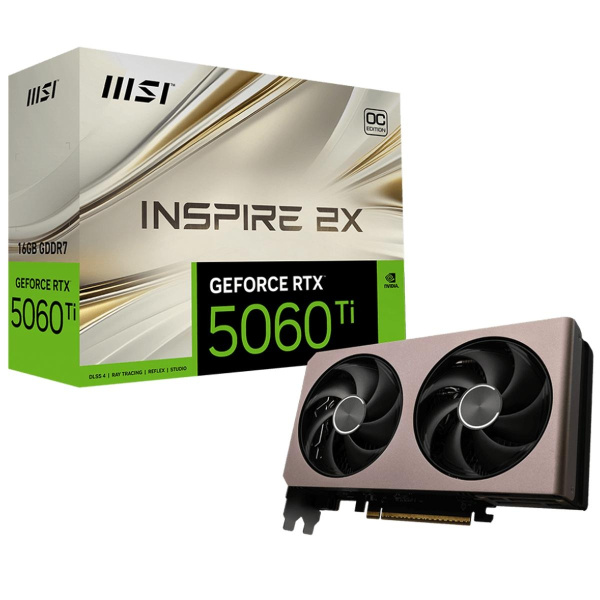 Видеокарта MSI RTX5060Ti INSPIRE 2X OC 16GB GDDR7 128bit 3xDP HDMI 2FAN RTL