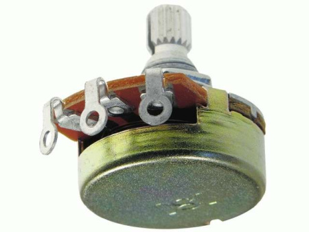 Потенциометр R-24N1-A100K, 100кОм, 0.25вт, A (логарифмический), 20%, 300°, вал с насечкой (KC) 8мм