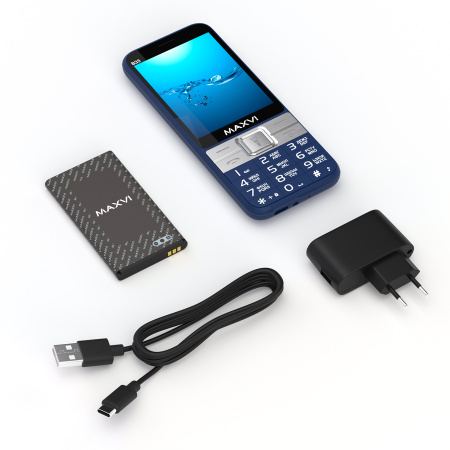 Сотовый Maxvi B33 Blue 2sim/3.36"/320*240/microSD/0.3МП/Bt/3000мАч/моноблок