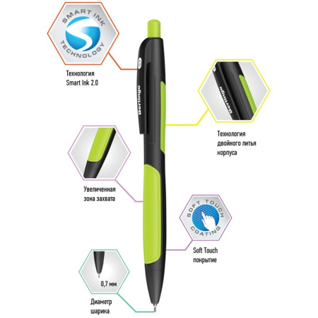 Ручка шариковая BERLINGO "Color Zone 2" 0,7мм., автоматическая, синяя (CBm_70955)