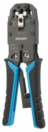 Кримпер Rexant HT-200R 12-3442-1, RJ50 10p10c, RJ45 8p8c, RJ12 RJ11 6p6c 6p4c 6p2c, RJ9 4p4c 4p2c