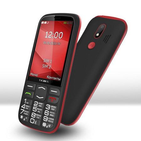 Сотовый Texet TM-B409 Black/Red 2sim/3.5"/480*320/-/microSD/0.08Мп/Bt/1800мАч/фонарик/моноблок