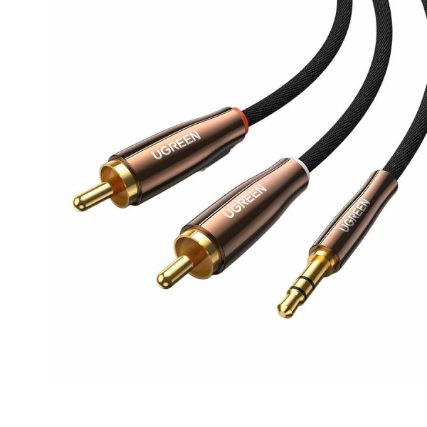 Кабель_аудио 3.5Дж-2RCA - _1м UGREEN AV170 (80845) черный/темно-медный
