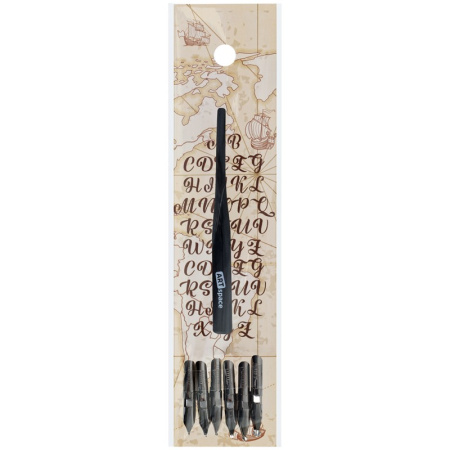 Перья каллиграфические ArtSpace, круглые, 6шт. с держателем CN_41184