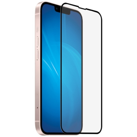 Защитное стекло для iPhone 13 mini с цветной рамкой (fullscreen+fullglue) (DF iColor-30) (black)