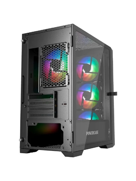 Корпус mATX Б_БП Powercase Alisio Micro X4B V2 (USB3.0,Audio,черный,Mesh,TG,4х120мм ARGB fans,ARGB HUB,CPU Cooler до 160мм, VGA до 300мм)[CAMCXB-A4]