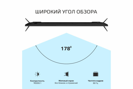 Телевизор 43" Harper 43U770TS 3840x2160/HDMI,USB/DVB-T2,T,C/WiFi/SmartTV/Черный UHD 4K (Россия)