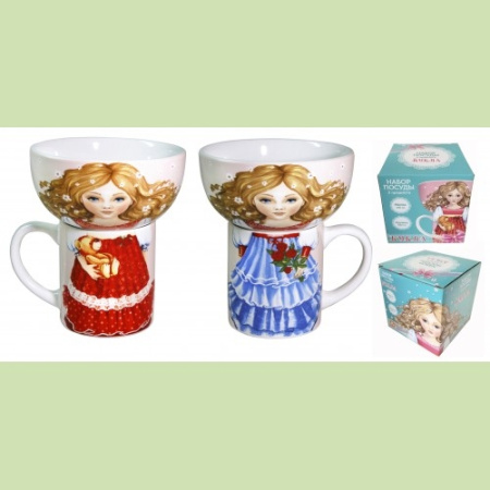 Набор столовый Кукла MFKS2-3cl керам+игрушка(686605) 2пр фарфор