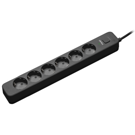 Сетевой фильтр  1.5м, 6 розеток Perfeo, POWER STREAM, 10А, 2500Вт, с выключателем, черный