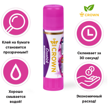 Клей-карандаш Crown "Indicator", 15г CG-15M