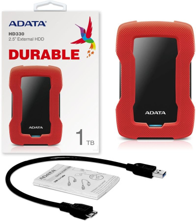 Жесткий диск USB3.0 2.5" 1TB A-Data AHD330 (AHD330-1TU31-CRD) красный