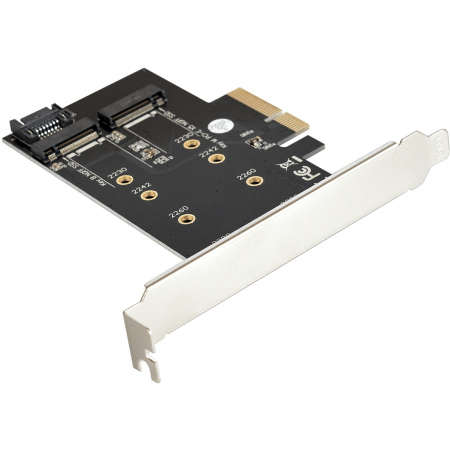 Переходник ExeGate EXE-509 M.2 B key + M.2 M Key -> PCI-Ex4/SATA (для установки SSD M.2 B key и M ke