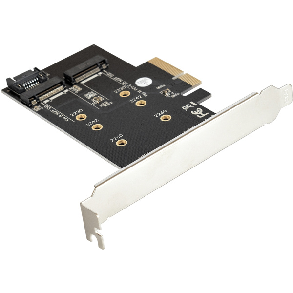 Переходник ExeGate EXE-509 M.2 B key + M.2 M Key -> PCI-Ex4/SATA (для установки SSD M.2 B key и M ke