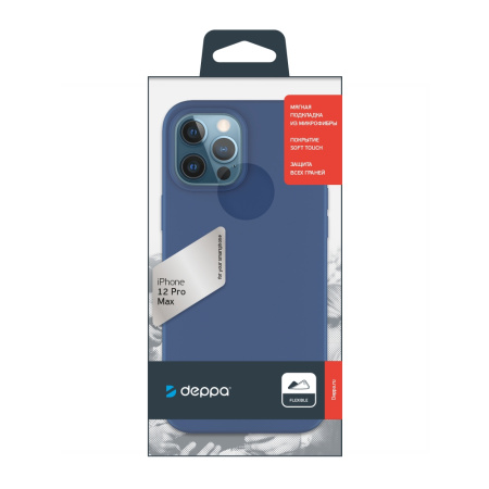 Накладка для iPhone 12 Pro Max Deppa Soft Silicone синяя (87771)
