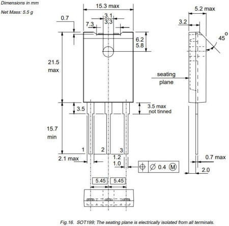транзистор BJT BU2525AF 800V 12A NPN SOT199 45W