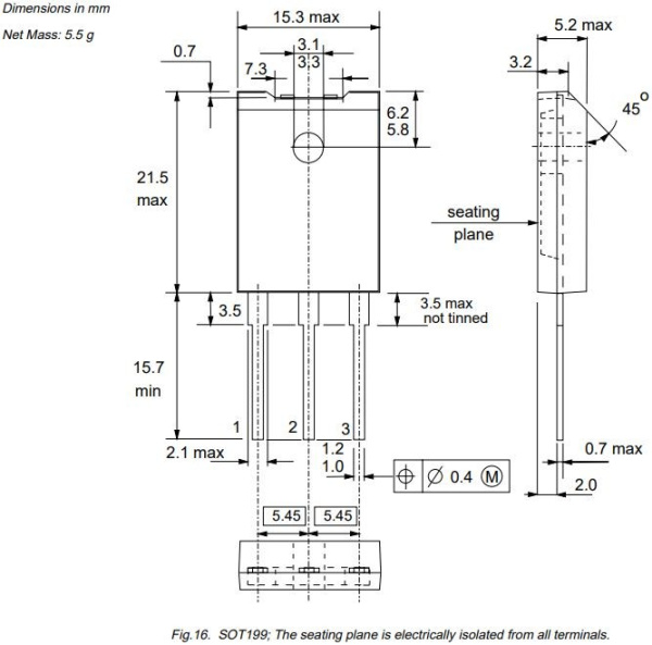 транзистор BJT BU2525AF 800V 12A NPN SOT199 45W