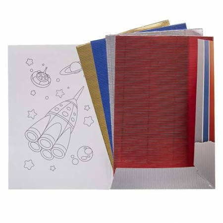 Картон цветной А4 Hatber 4л. 4 цв. "Creative set" гофрированый, металлизированный (4Кц4гмт_12145)