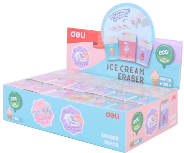 Ластик DELI прямоугольный 38х25х17мм (EH301)