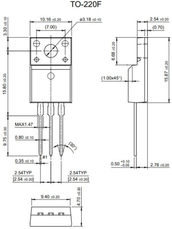 транзистор FET FQPF4N60C 600V 2.6A N-Ch 2.2ohm TO220F