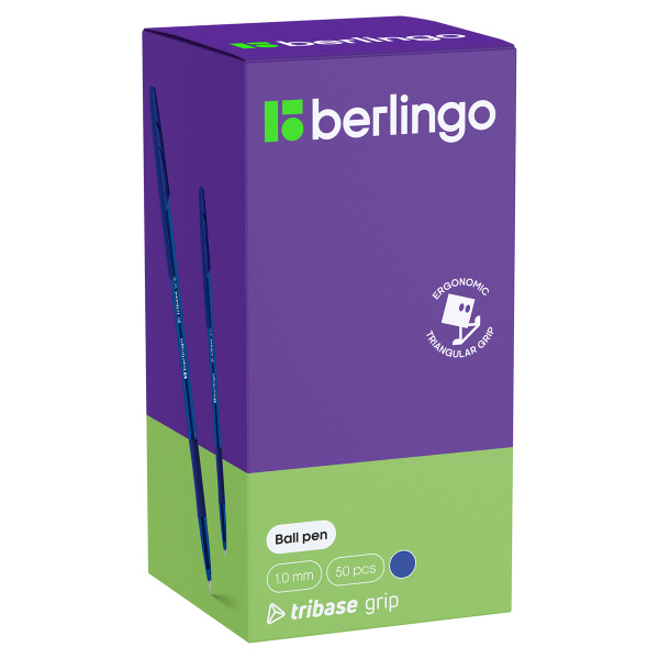 Ручка шариковая BERLINGO "Tribase grip" 1,0мм., грип. синяя (CBp_10971)