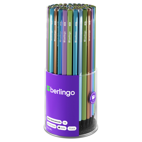 Карандаш ч/гр. BERLINGO "Metallic" HB, черн. дерево, трехгран. (BP01328)