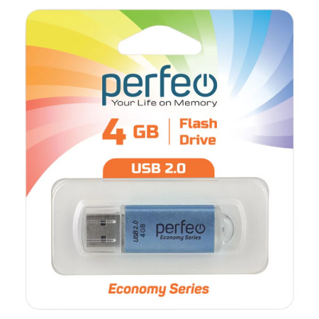 Флеш-накопитель USB2.0 4Gb Perfeo E01 (PF-E01N004ES) Синий