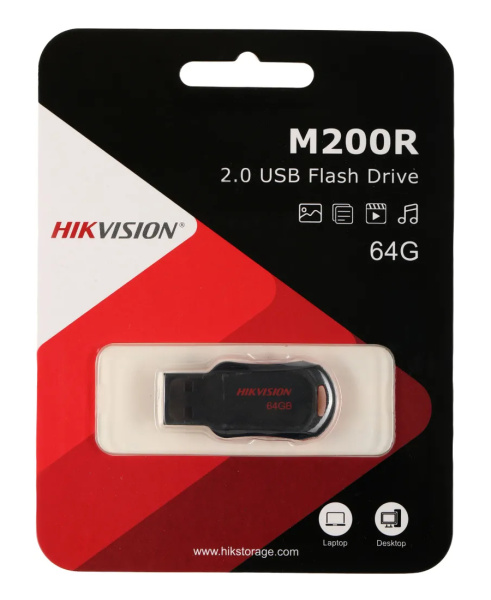 Флеш-накопитель USB2.0 64Gb HIKVision M200R (HS-USB-M200R/64G) черный