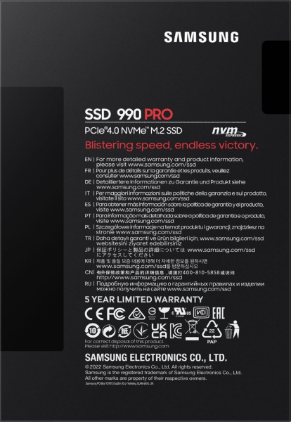 Накопитель SSD Samsung PCIe 4.0 x4 1TB MZ-V9P1T0BW 990 Pro M.2 2280