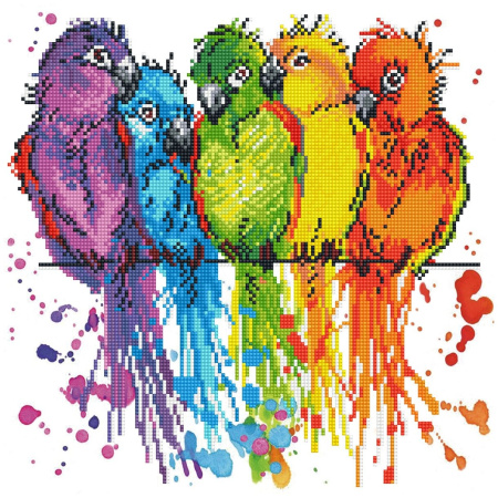 Алмазная мозаика "Цветные попугайчики" ФРЕЯ ALV-105