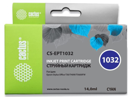 Картридж_струйный Cactus CS-EPT1032 для Epson Stylus Office T40/T40w/TX510/TX510fn/TX600/TX60 Cyan