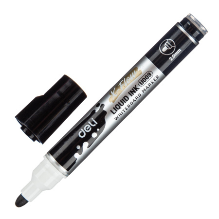 Маркер для доски DELI "X-flow" жидкие чернила, 2мм, черный (EU009-BK)
