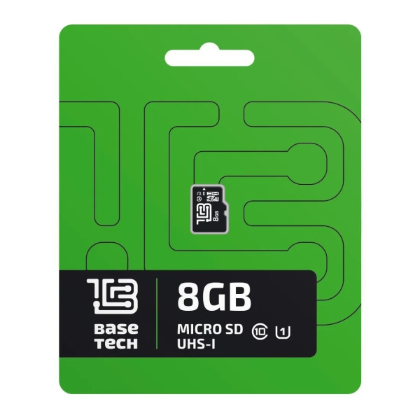 Карта памяти MicroSDHC 8Gb BaseTech Class10, UHS-I U1 [BTMSD008GU1](без адаптера)